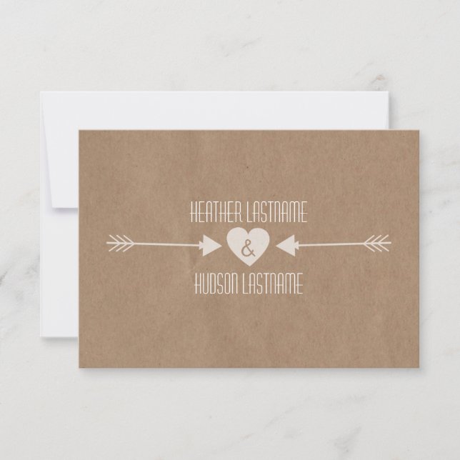 Brown Paper Inspiriert White Arrows Wedding R.S.V. RSVP Karte (Vorderseite)