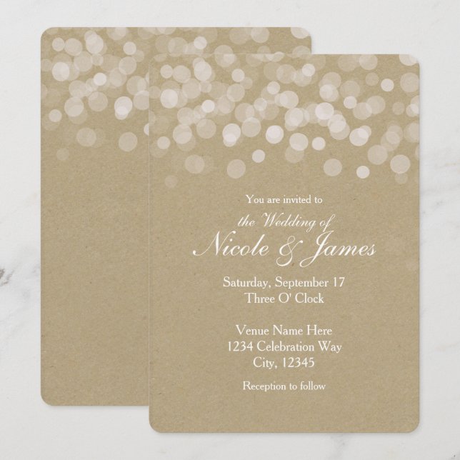 Brown Paper Simple Rustic Wedding Einladungen (Vorne/Hinten)