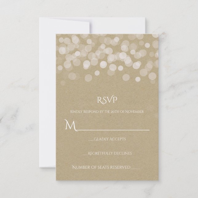 Brown Paper Simple Rustic Wedding RSVP Karte (Vorderseite)