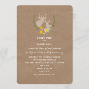 Brown Paper Wildblume Hirsch Hochzeit Einladung