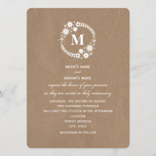 Brown-Papierinspirierte weiße Einladung