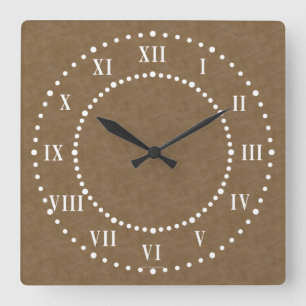 Brown Parchment Look Roman Numerals Wall Clock Quadratische Wanduhr