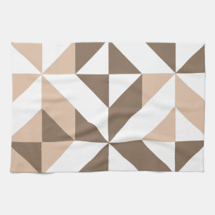 Brown Patchwork Geometric Deko Cube Pattern Geschirrtuch