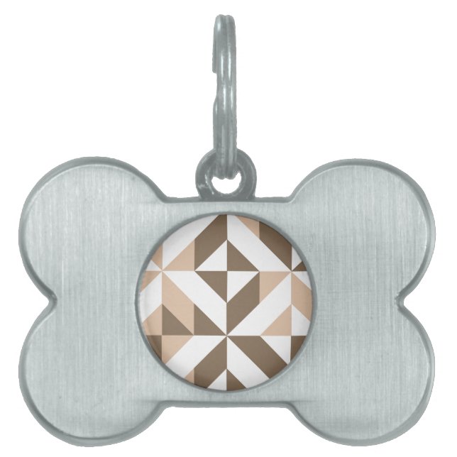 Brown Patchwork Geometric Deko Cube Pattern Tiermarke (Vorderseite)