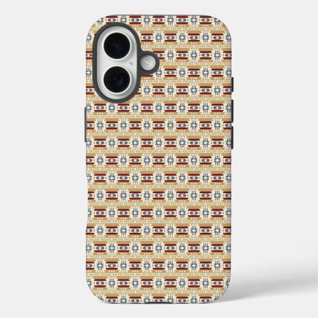 Brown Pattern in #faf3e0, #c9a66b, #7d1d1d, #646e7 Case-Mate iPhone Hülle (Rückseite)