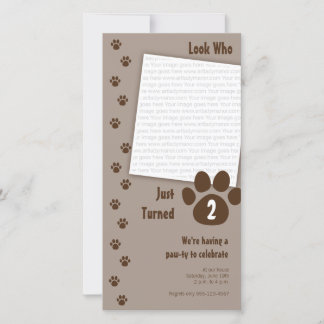 Brown Paw Print Geburtstagseinladung