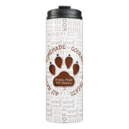 Brown Paw Print mit dem Firmennamen Wood Art Thermosbecher