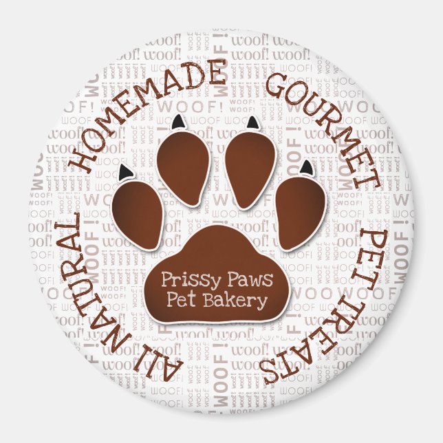 Brown Paw Print mit Firmenname und Kunstwerk Magnet (Vorne)