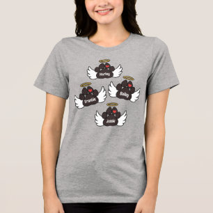 Brown Paws Red Heart Angel Wings 4 Hunde Memorial Tri-Blend Shirt
