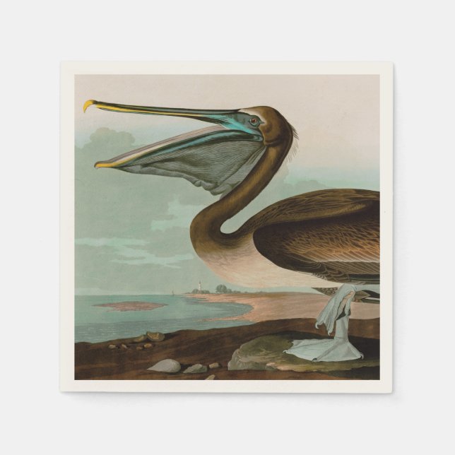 Brown Pelican Birds America Audubon Print Serviette (Vorderseite)