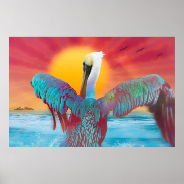 Brown Pelican ISLAND SUNSET Poster (Vorne)