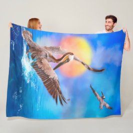 Brown Pelicans SUN KISSED ISLAND #1 Fleece Blanket