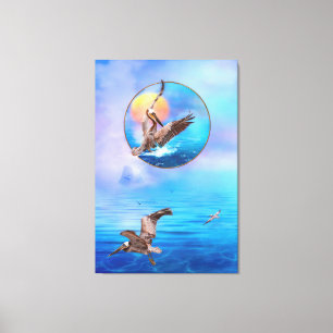 Brown Pelicans SUN KISSEED PELICAN ISLAND Leinwanddruck