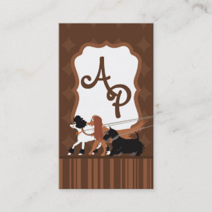 Brown Pet Sitting Dog Walking Walker Business Card Visitenkarte