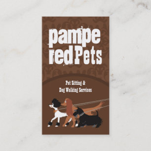 Brown Pet Sitting Dog Walking Walker Business Card Visitenkarte