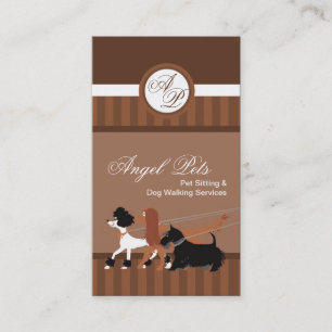 Brown Pet Sitting Dog Walking Walker Business Card Visitenkarte