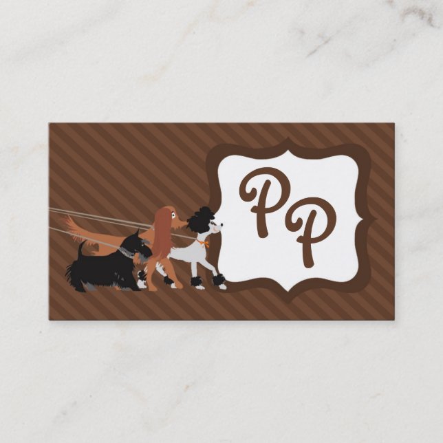 Brown Pet Sitting Dog Walking Walker Business Card Visitenkarte (Vorderseite)