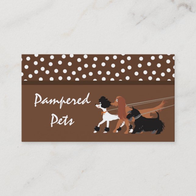 Brown Pet Sitting Dog Walking Walker Business Card Visitenkarte (Vorderseite)