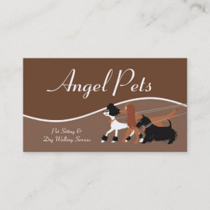 Brown Pet Sitting Dog Walking Walker Business Card Visitenkarte