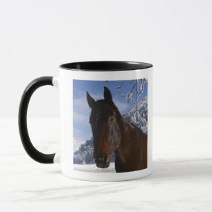 Brown-Pferd im Winter Tasse