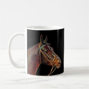Brown Pferde Kaffee, schwarzer Hintergrund Tasse