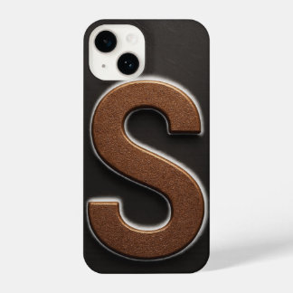 “Brown Phone Cover with Bold Black S Trendy iPhone 14 Hülle
