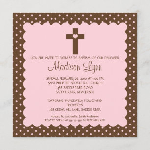 Brown & Pink Baby Girl Taufe Einladung