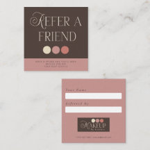 Brown Pink Makeup Artist Referral Card