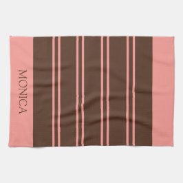  Brown Pink Stripes Script Name Kitchen Towels Geschirrtuch