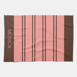  Brown Pink Stripes Script Name Kitchen Towels Geschirrtuch
