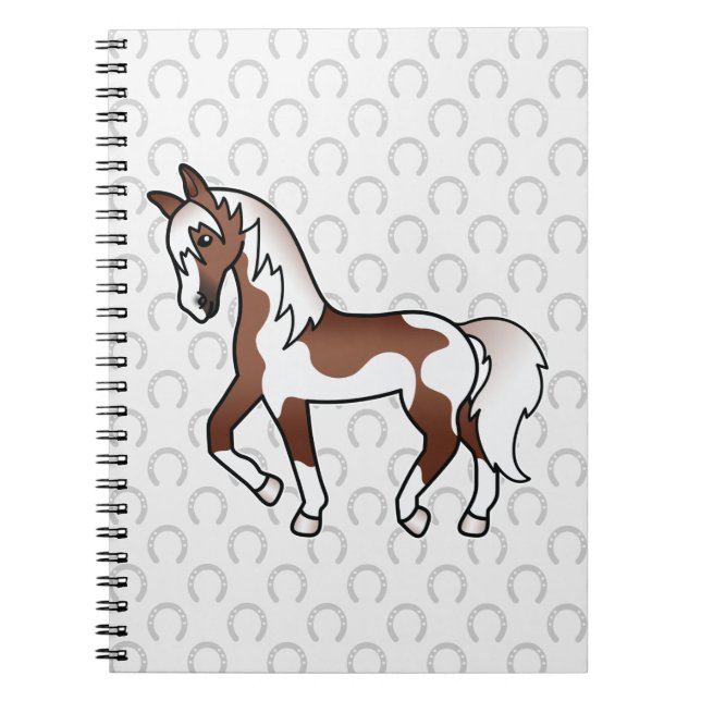 Brown Pinto Trotting Cartoon Horse Notizblock (Vorderseite)