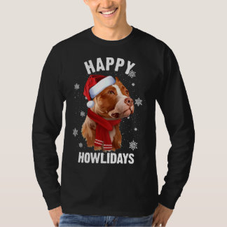 Brown Pitbull sucht Hunde Weihnachtszeit-Weihnacht T-Shirt