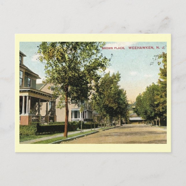 Brown Pl. Weehawken, New Jersey Vintag Postkarte (Vorderseite)