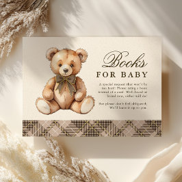 Brown Plaid Bear Baby Shower Books For Baby Begleitkarte