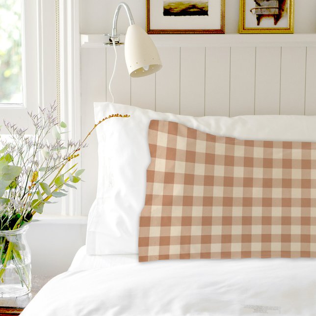 Brown Plaid Pattern Pair Of Pillowcases Kissenbezug (Von Creator hochgeladen)