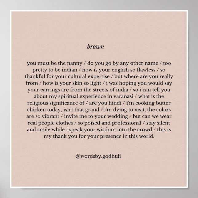 "Brown" Poesie Print Poster (Vorne)