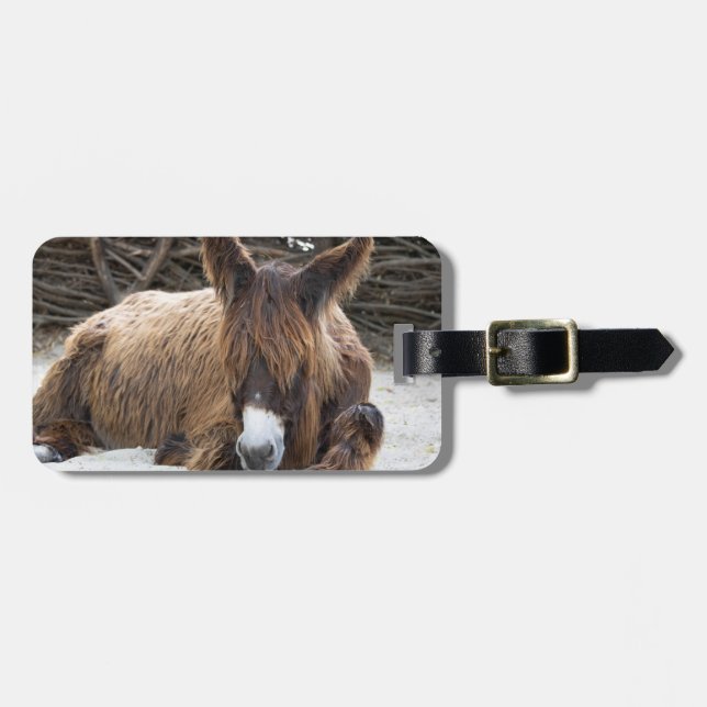 Brown Poitou Donkey Gepäckanhänger (Vorderseite horizontal)
