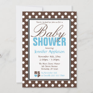 Brown Polka Dot Blue Zickzack Baby Dusche Einladung