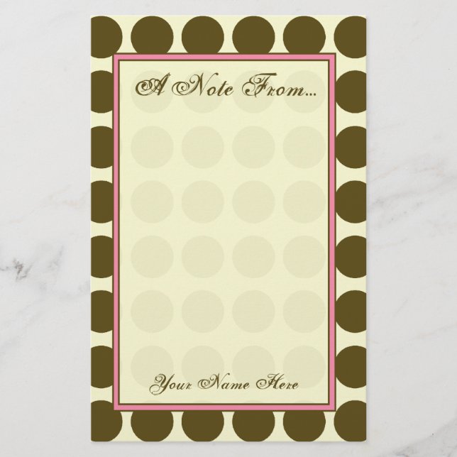 Brown Polka Dot Fashion Stationery Briefpapier (Vorderseite)