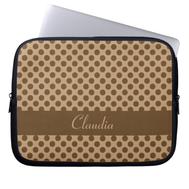 Brown Polka Dot Laptopschutzhülle (Vorderseite)