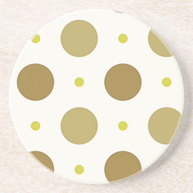 Brown Polka Dot Retro Design Sandstone Untersetzer (Vorne)