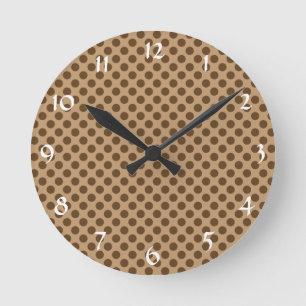 Brown Polka Dot Runde Wanduhr
