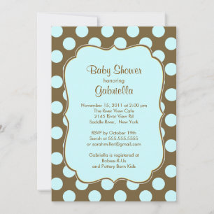 Brown Polka Dots Boy Baby Shower Einladung