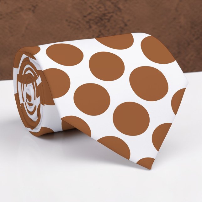 Brown Polka Dots on White Custom Necktie Krawatte (Von Creator hochgeladen)