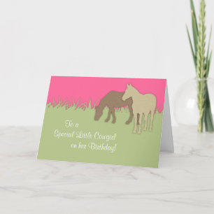 Brown Ponies Cowgirl Birthday Card Karte