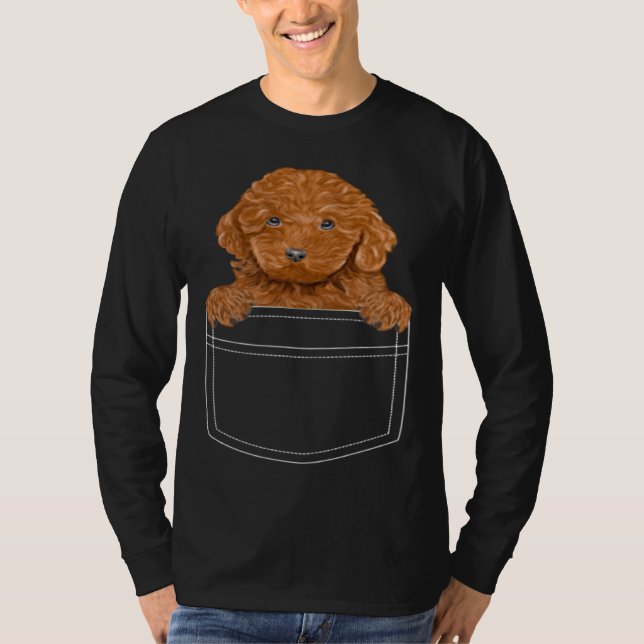 Brown Poodle Dog In Pocket  Dog T-Shirt (Vorderseite)