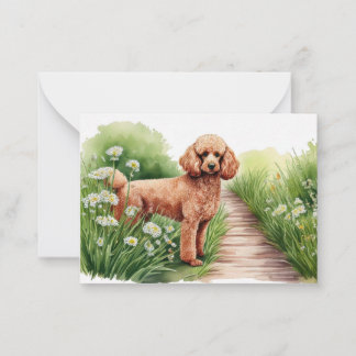 Brown Poodle und Blume Mitteilungskarte