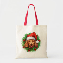 Brown Poodle Weihnachtskranz Tragetasche