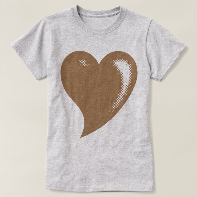 Brown Pop Art Heart T-Shirt (Design vorne)