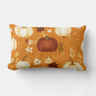 Brown Pumpkin Floral Herbst und Fall Muster Lendenkissen